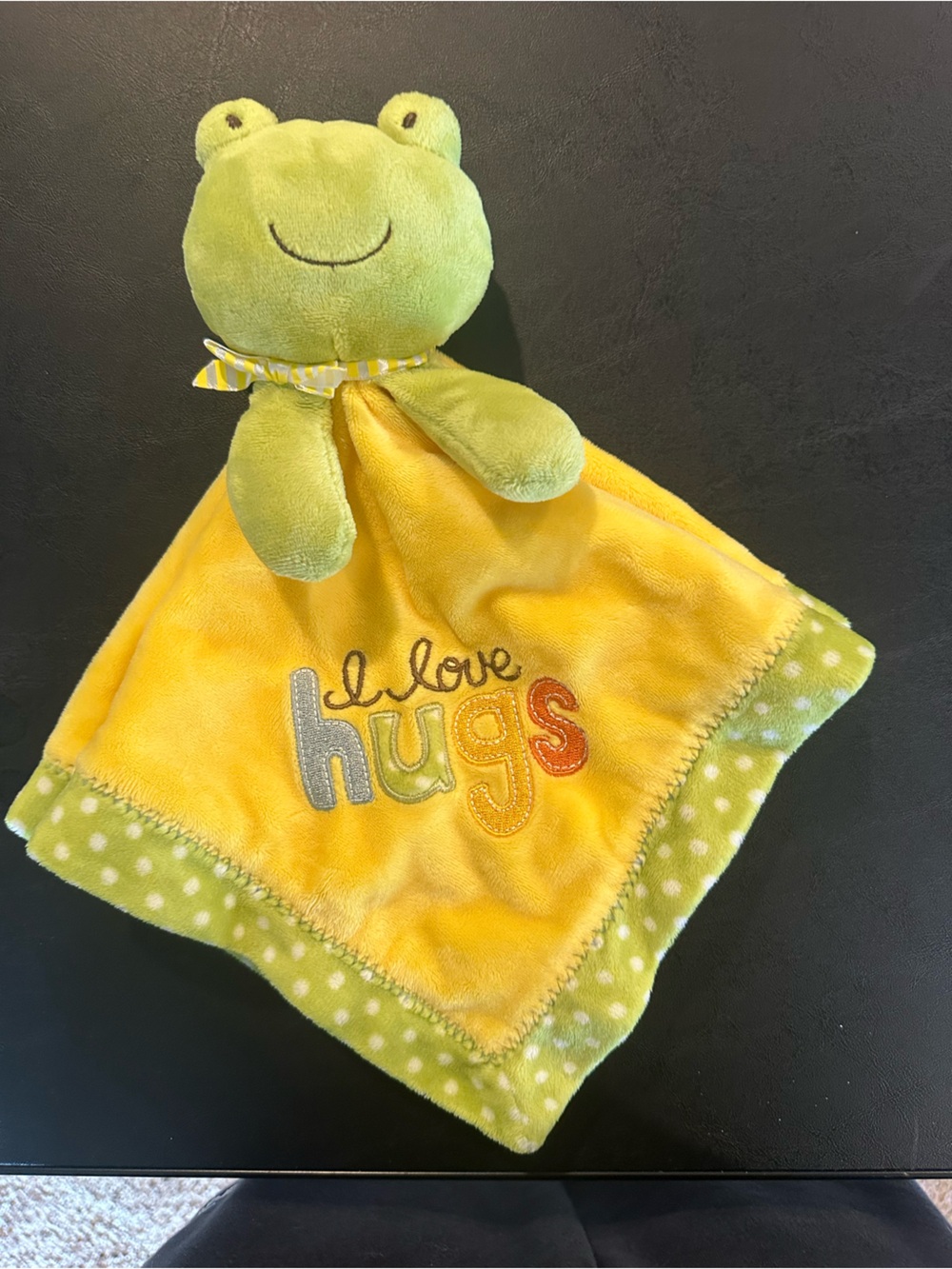 Carter's Green Frog Yellow Plush Lovey "I Love Hugs"